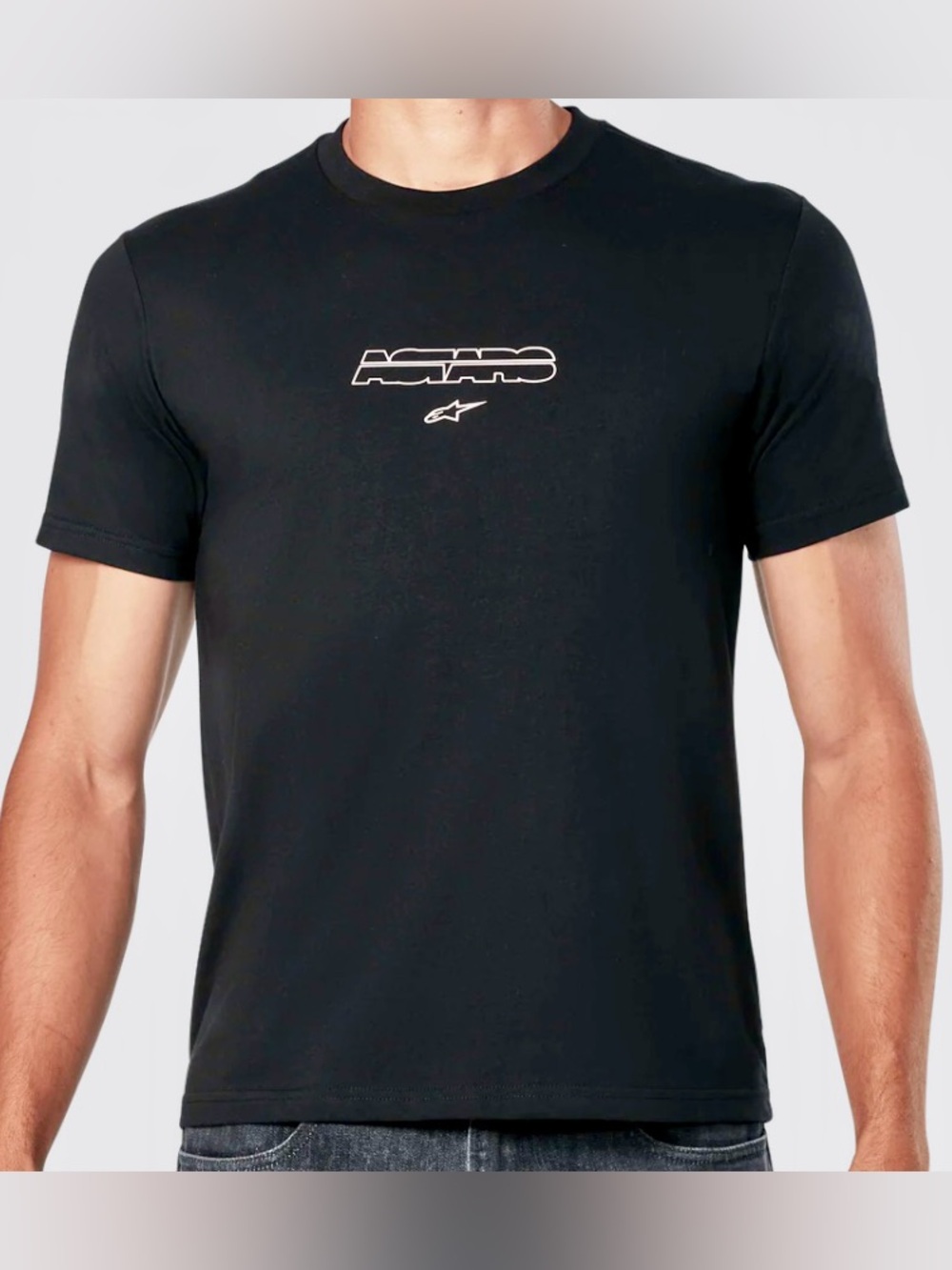 Alpinestars Black Crewneck Tee with Pink Logo